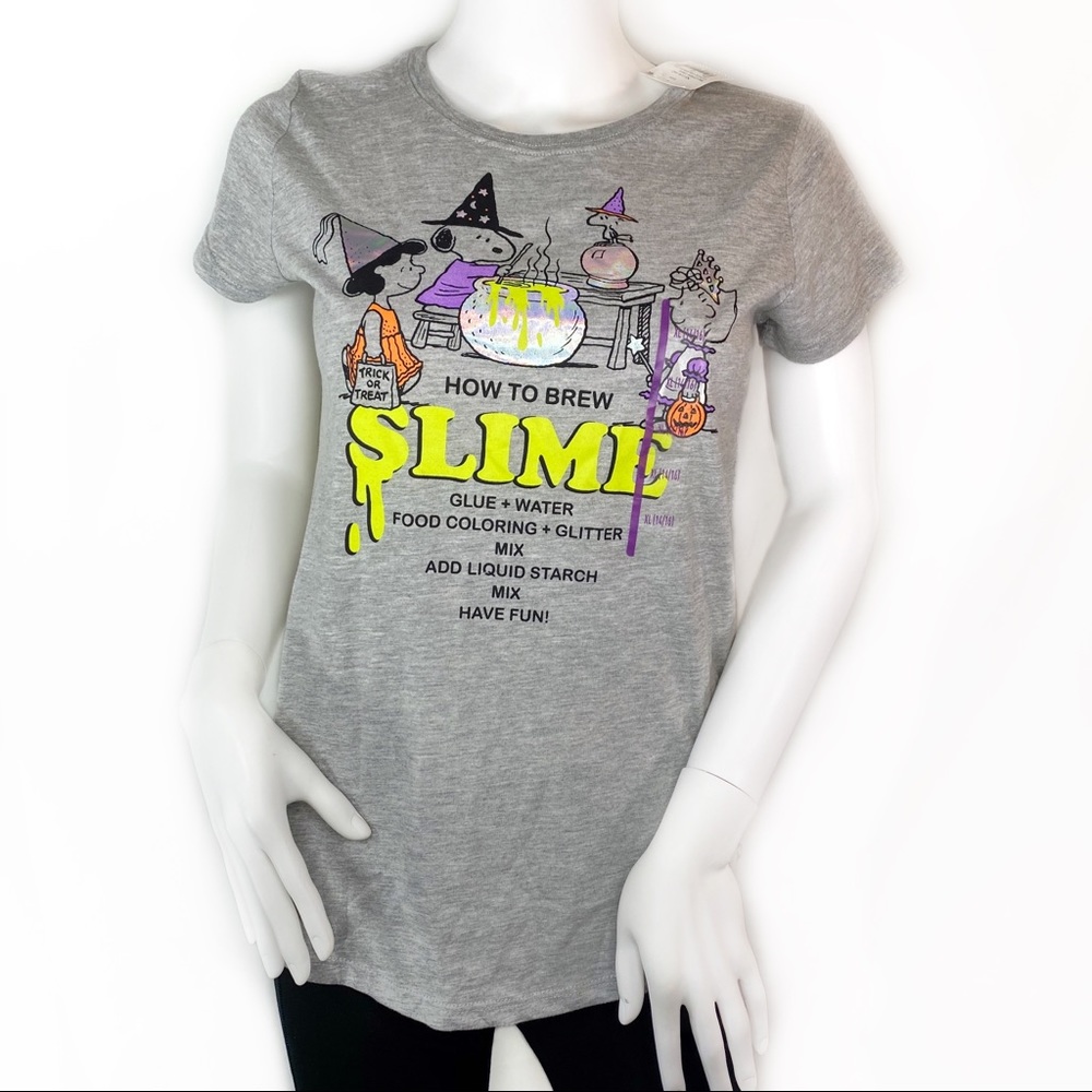 NWT Peanuts Grey Holo Slime Halloween T-shirt XL